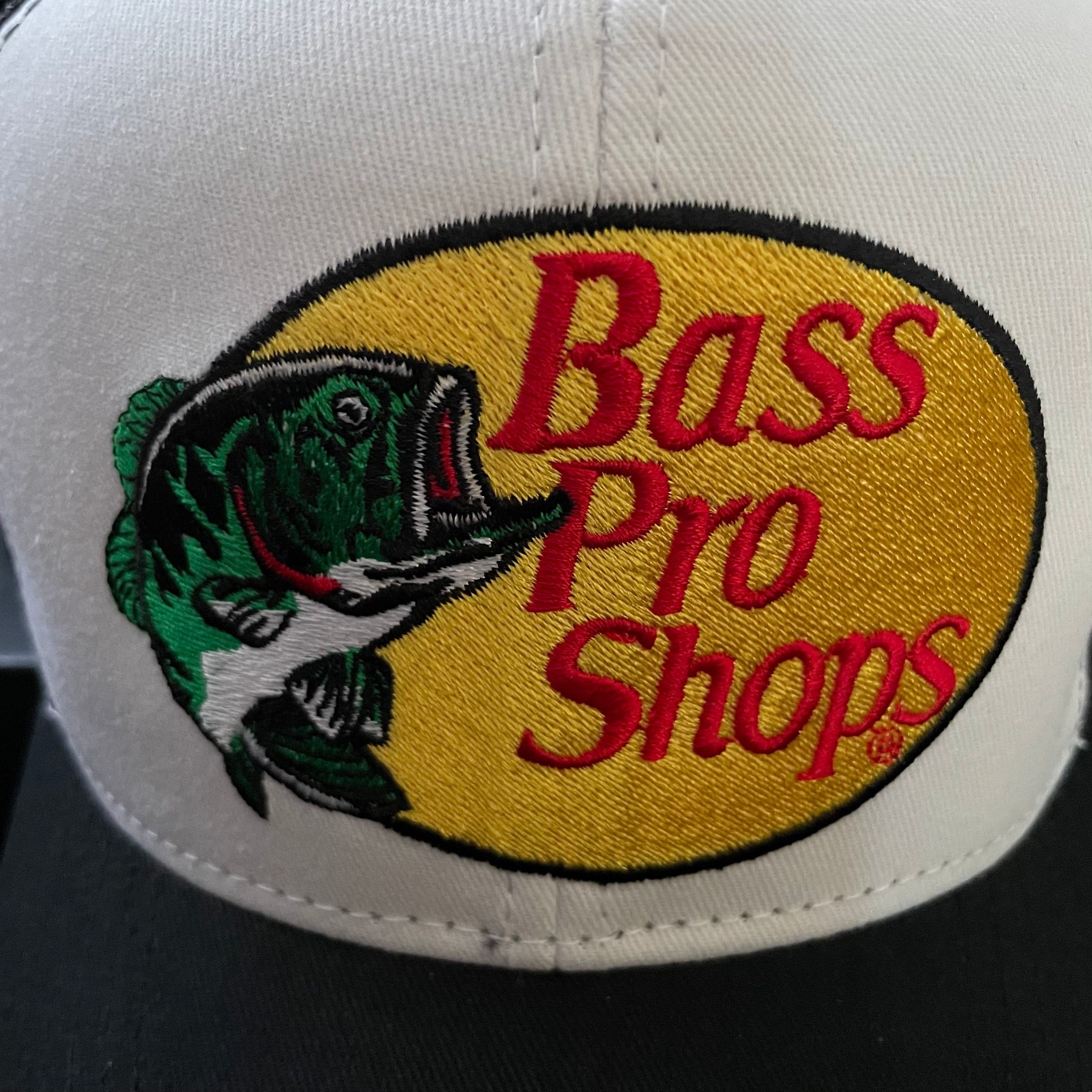 Bass Pro Shops BLACK/WHITE Embroidered Logo Mesh-Back Cap